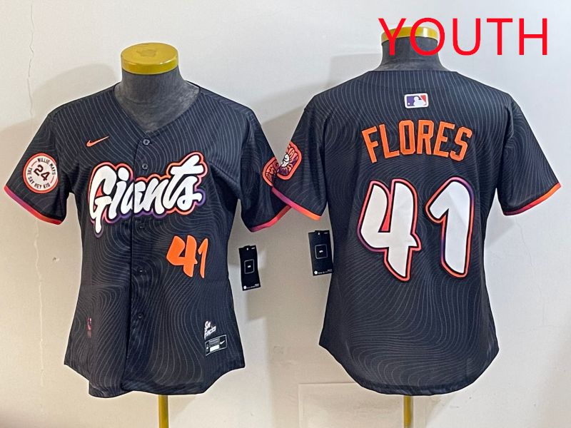 Youth San Francisco Giants #41 Flores Black Joint Name 2025 Nike MLB Jersey style 8->new york yankees->MLB Jersey